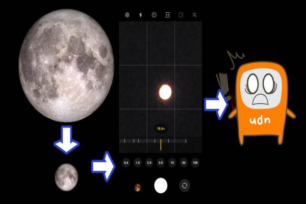 国外一名网友在网络上抓了月球清晰照片后刻意缩小模糊处理，再用三星手机拍照该图片，得到清楚的“月球照”，引起讨论。