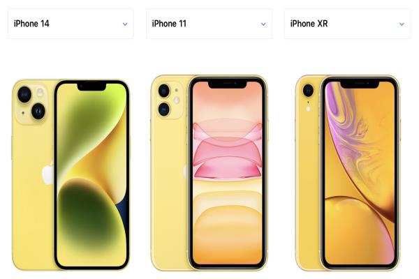 近年3款黄色系iPhone比一比，都是6.1吋但iPhone14的机身更精巧，功能却大大升级。